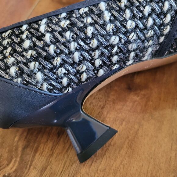 Franco Sarto Womens Woven Darcy Heels Pointed Toe Kitten Heel Pump Size 6 Blue - Picture 5 of 10
